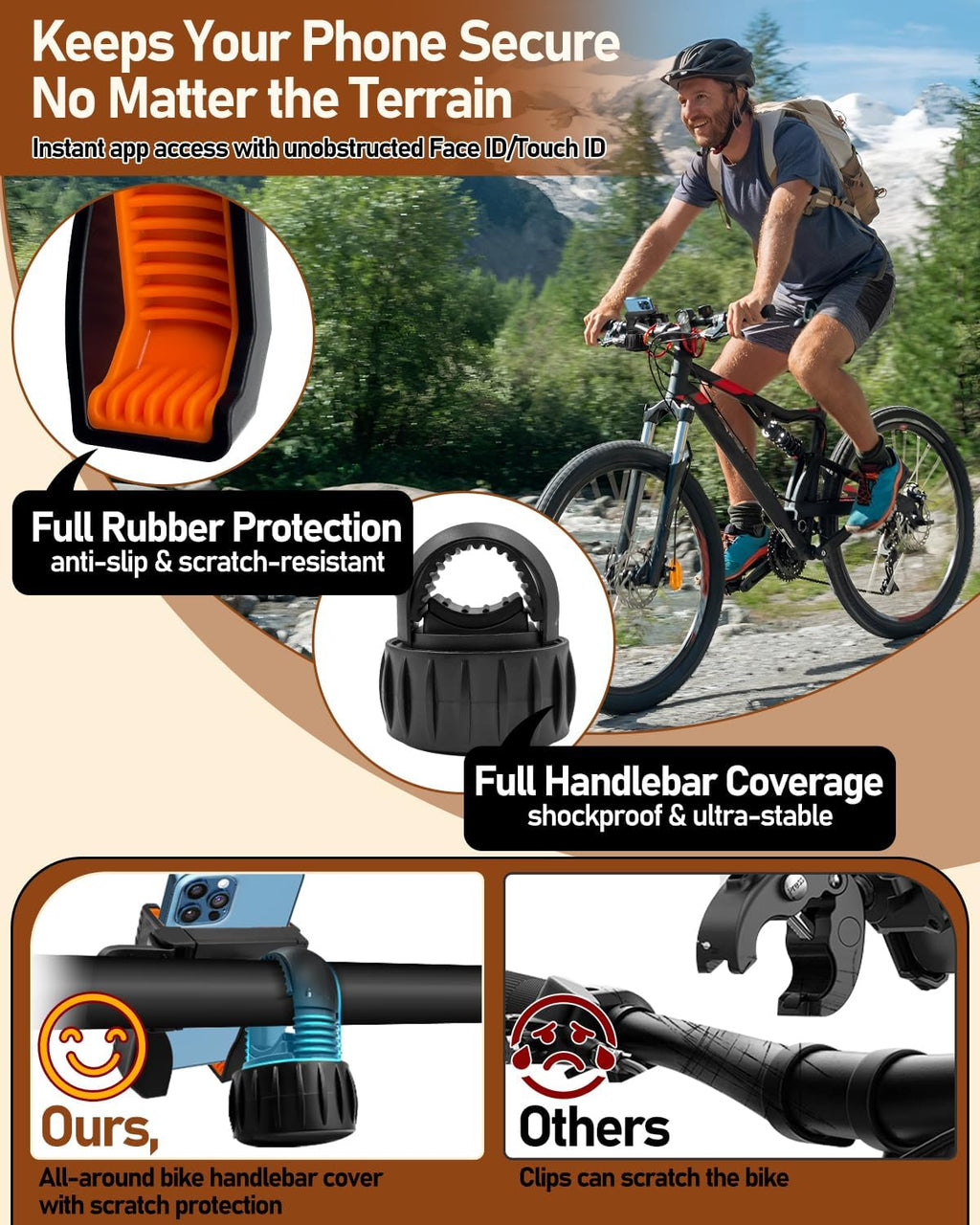 Bike Phone Holder, Bicycle Phone Mount Handlebar Motorcycle Phone Mount 3S Quick