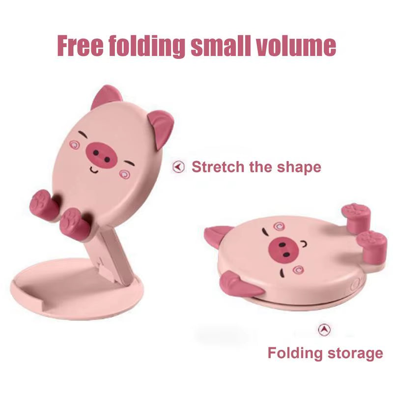 Foldable Cell Phone Stand Pig Bear Tiger Cell Phone Holder Cell Phone Stand for Desk Phone Accessories Desktop Phone Holde for 4
